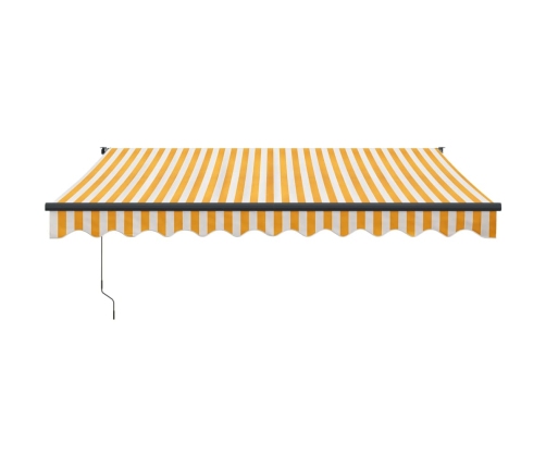 Toldo retráctil aluminio y tela amarillo y blanco 3,5x2,5 m