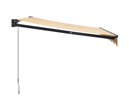 Toldo retráctil aluminio y tela amarillo y blanco 3,5x2,5 m