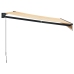 Toldo retráctil aluminio y tela amarillo y blanco 3,5x2,5 m