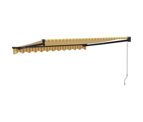 Toldo retráctil aluminio y tela amarillo y blanco 3,5x2,5 m