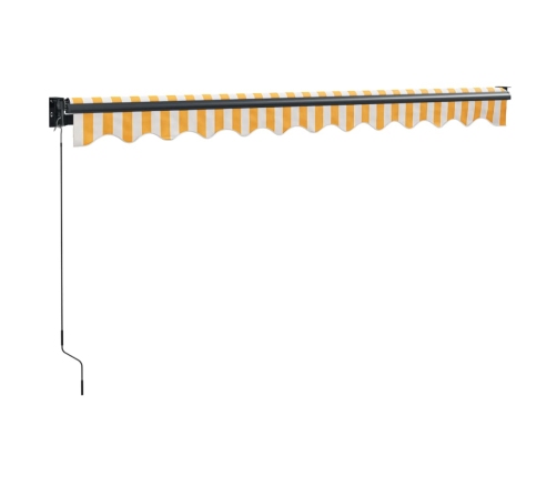 Toldo retráctil aluminio y tela amarillo y blanco 3,5x2,5 m