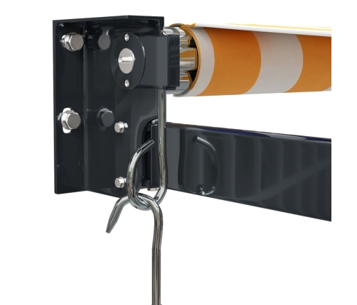 Toldo retráctil aluminio y tela amarillo y blanco 3,5x2,5 m