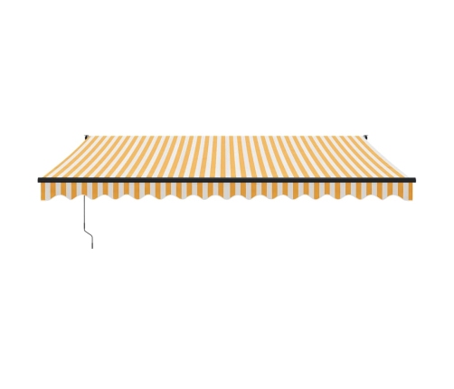 Toldo retráctil aluminio y tela amarillo y blanco 4x3 m
