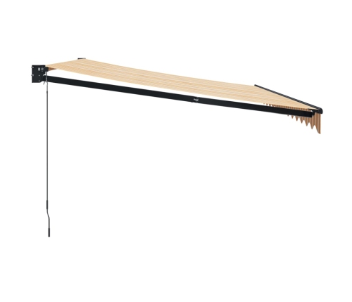 Toldo retráctil aluminio y tela amarillo y blanco 4x3 m