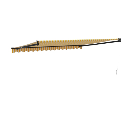 Toldo retráctil aluminio y tela amarillo y blanco 4x3 m