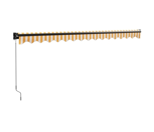 Toldo retráctil aluminio y tela amarillo y blanco 4x3 m