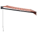 Toldo retráctil aluminio y tela naranja y marrón 3,5x2,5 m