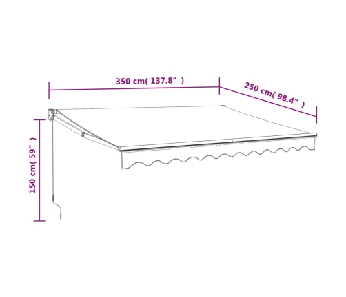 Toldo retráctil aluminio y tela naranja y marrón 3,5x2,5 m