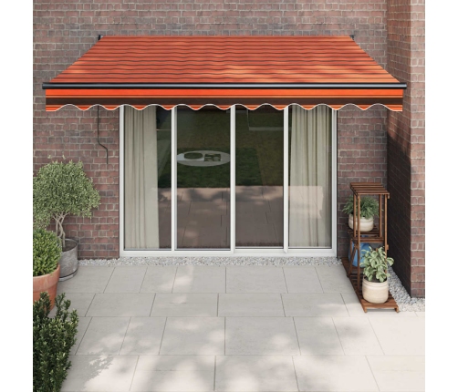 Toldo retráctil aluminio y tela naranja y marrón 3,5x2,5 m