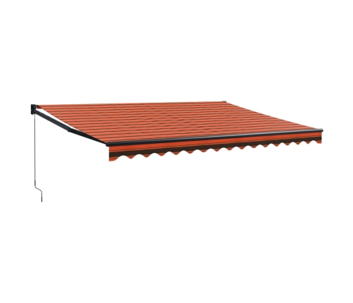 Toldo retráctil aluminio y tela naranja y marrón 4x3 m
