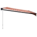 Toldo retráctil aluminio y tela naranja y marrón 4x3 m