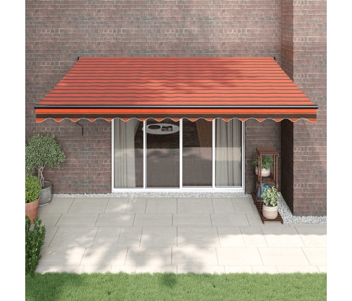 Toldo retráctil aluminio y tela naranja y marrón 4x3 m