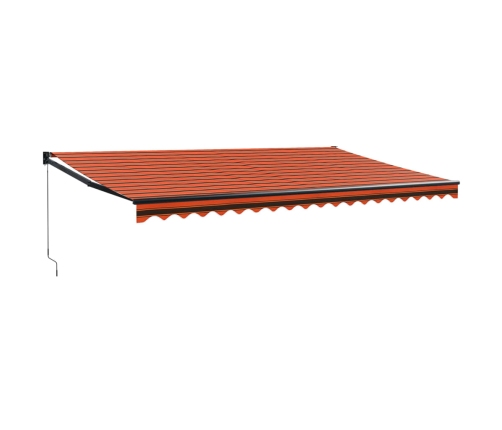 Toldo retráctil aluminio y tela naranja y marrón 5x3 m