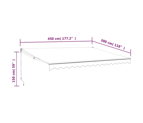 Toldo retráctil automático color crema 4,5x3 m