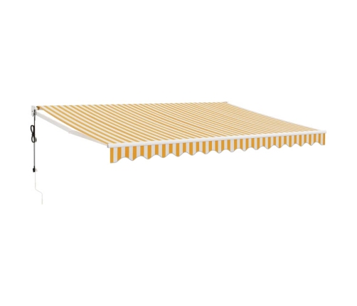 Toldo retráctil automático amarillo y blanco 4,5x3 m