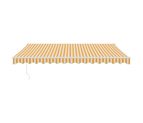 Toldo retráctil automático amarillo y blanco 4,5x3 m