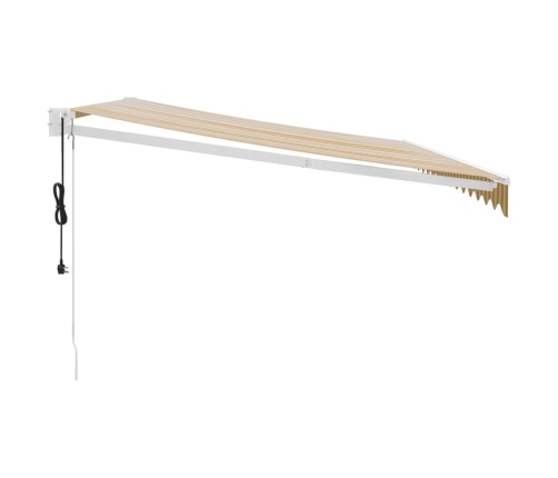 Toldo retráctil automático amarillo y blanco 4,5x3 m