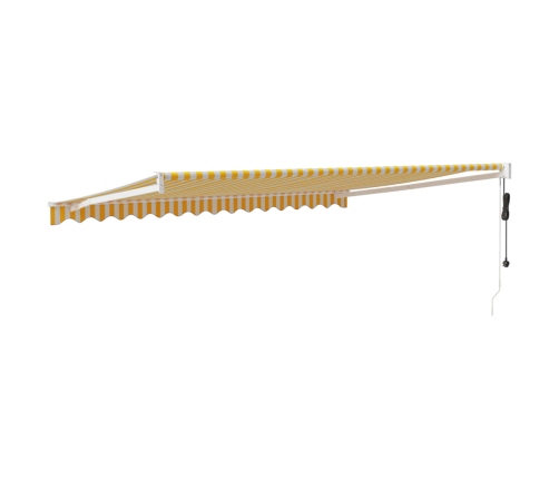 Toldo retráctil automático amarillo y blanco 4,5x3 m