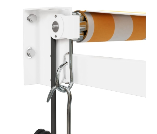 Toldo retráctil automático amarillo y blanco 4,5x3 m