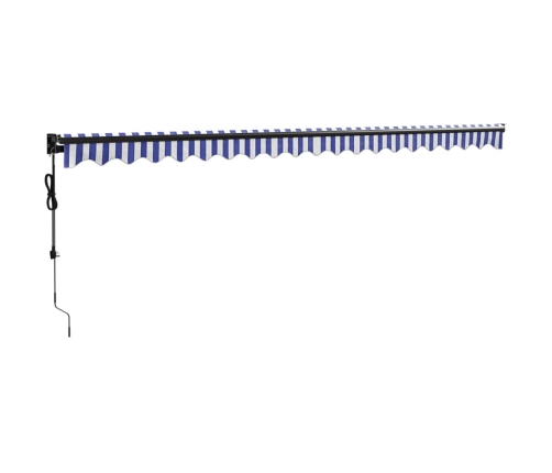 Toldo retráctil automático azul y blanco 5x3 m