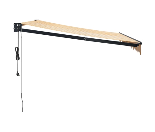 Toldo retráctil automático amarillo y blanco 3x2,5 m