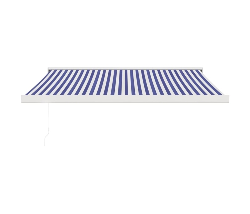 Toldo retráctil aluminio y tela azul y blanco 3x2,5 m