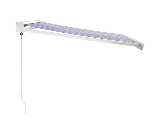 Toldo retráctil aluminio y tela azul y blanco 3x2,5 m