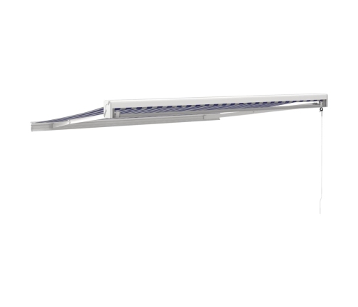 Toldo retráctil aluminio y tela azul y blanco 3x2,5 m