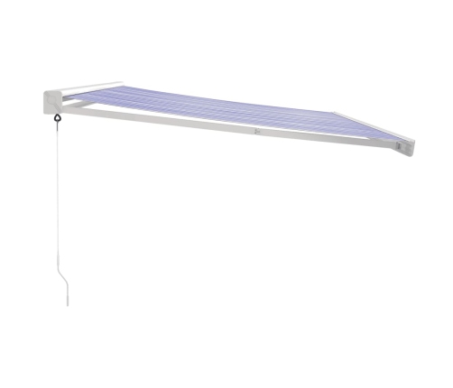 Toldo retráctil aluminio y tela azul y blanco 4x3 m
