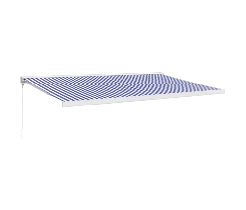 Toldo retráctil aluminio y tela azul y blanco 5x3 m