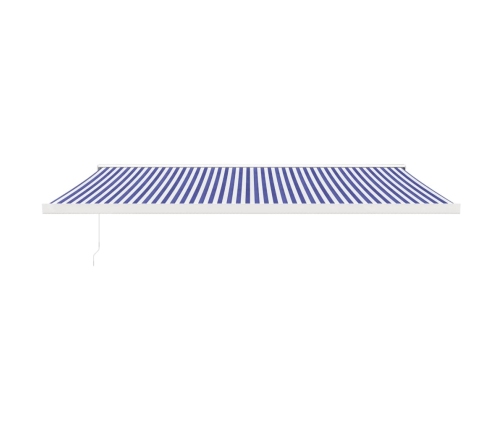 Toldo retráctil aluminio y tela azul y blanco 5x3 m