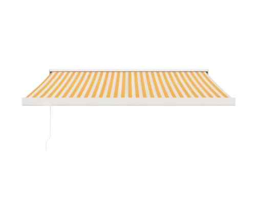 Toldo retráctil aluminio y tela amarillo y blanco 3,5x2,5 m