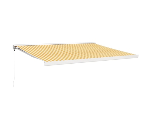 Toldo retráctil aluminio y tela amarillo y blanco 4x3 m