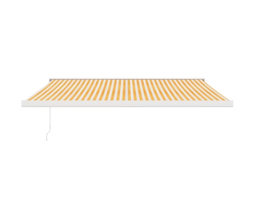 Toldo retráctil aluminio y tela amarillo y blanco 4,5x3 m