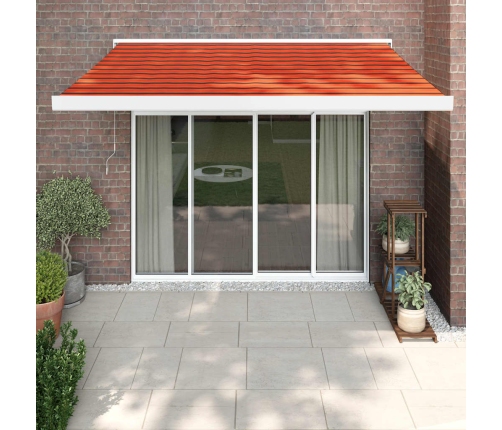 Toldo retráctil aluminio y tela naranja y marrón 3x2,5 m