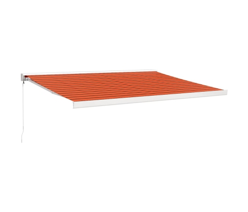 Toldo retráctil aluminio y tela naranja y marrón 4x3 m