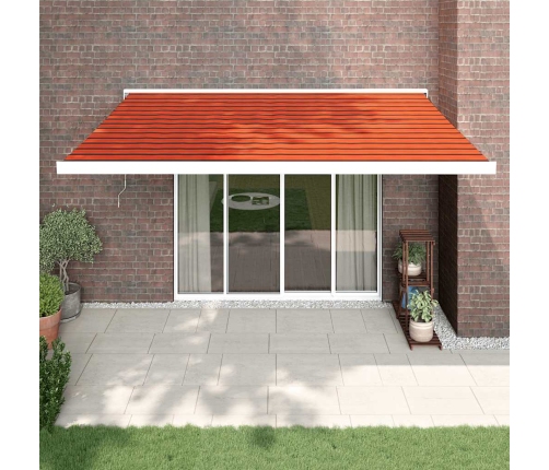 Toldo retráctil aluminio y tela naranja y marrón 4x3 m