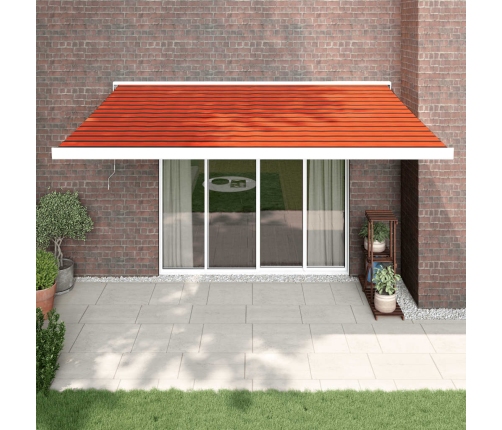 Toldo retráctil aluminio y tela naranja y marrón 4,5x3 m