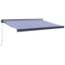 Toldo retráctil aluminio y tela azul y blanco 3x2,5 m