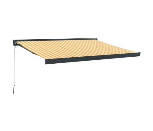 Toldo retráctil aluminio y tela blanco y amarillo 3x2,5 m