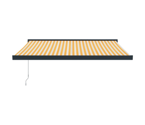 Toldo retráctil aluminio y tela blanco y amarillo 3x2,5 m