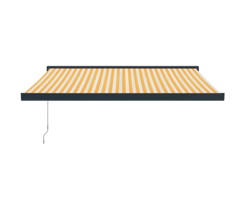 Toldo retráctil aluminio y tela amarillo y blanco 3,5x2,5 m