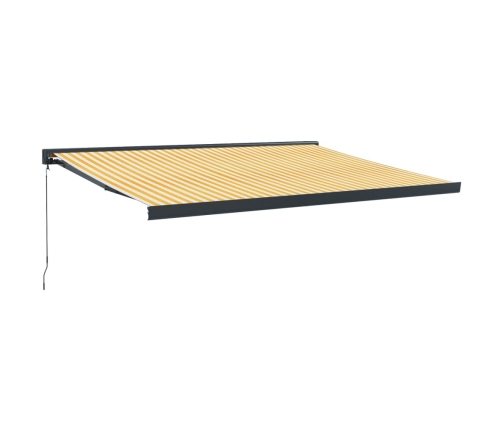 Toldo retráctil aluminio y tela amarillo y blanco 4,5x3 m