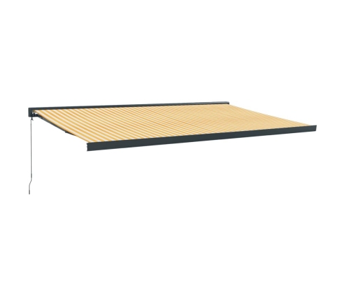 Toldo retráctil aluminio y tela amarillo y blanco 5x3 m