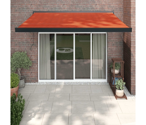 Toldo retráctil aluminio y tela naranja y marrón 3,5x2,5 m