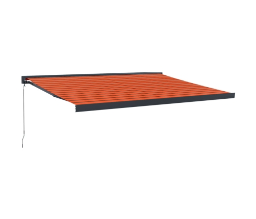 Toldo retráctil aluminio y tela naranja y marrón 4x3 m