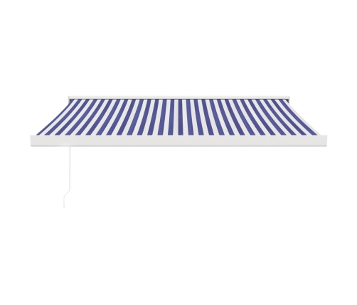 Toldo retráctil aluminio y tela azul y blanco 3x2,5 m