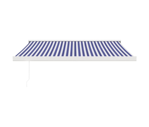 Toldo retráctil aluminio y tela azul y blanco 3,5x2,5 m