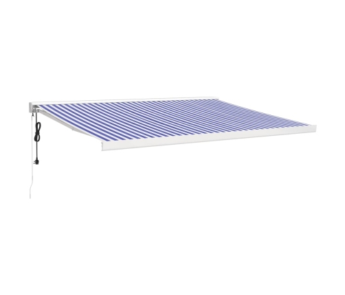 Toldo retráctil aluminio y tela azul y blanco 4x3 m