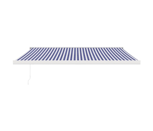 Toldo retráctil aluminio y tela azul y blanco 4x3 m